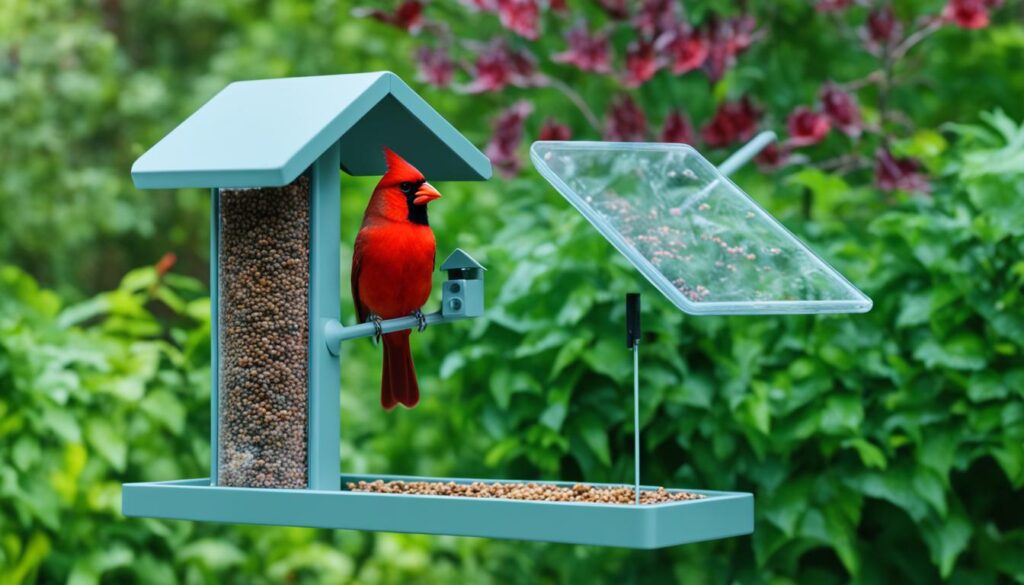 Smart bird feeder capturing wildlife