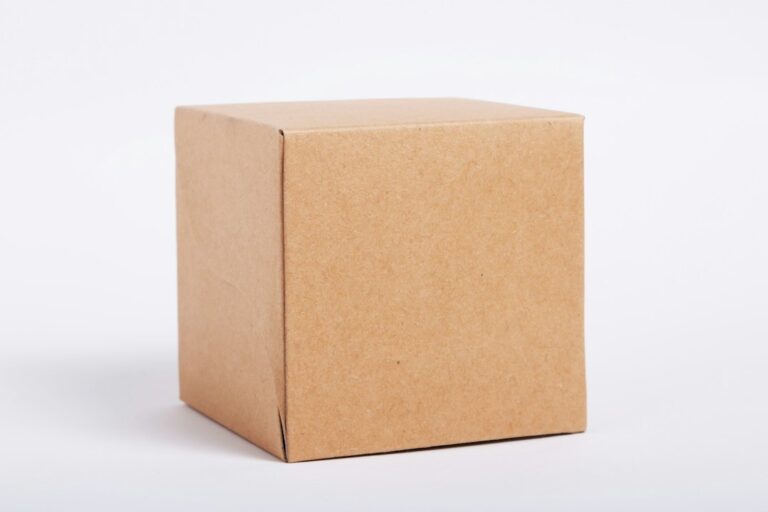 Closed brown cardboard box against a plain light background.
