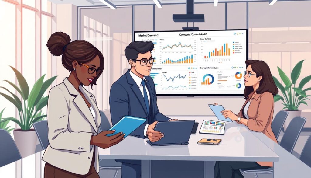 Analyzing market demand and competitor content audit