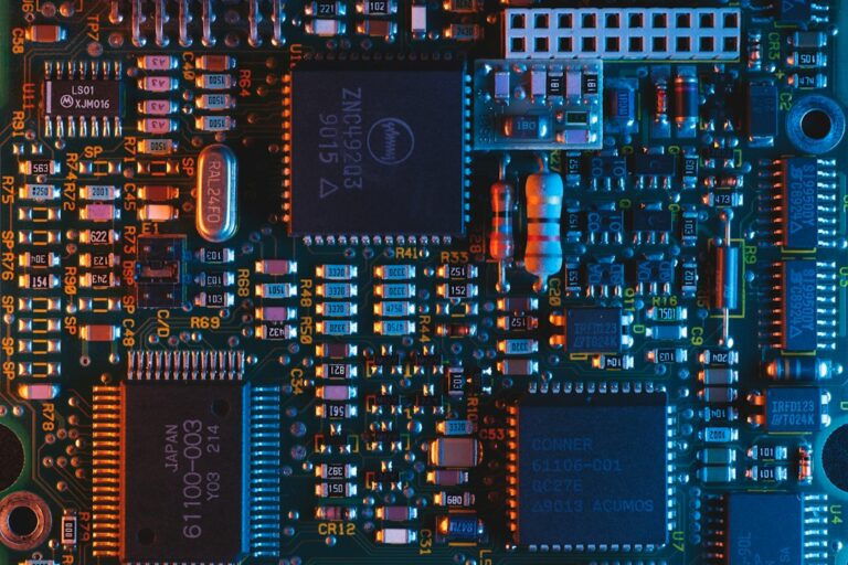 Close-up of components on an electronic circuit board