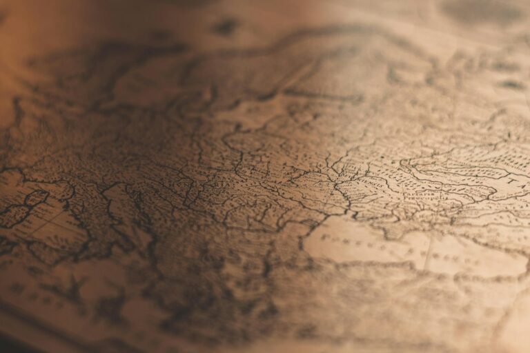 Close-up of an old map of Europe